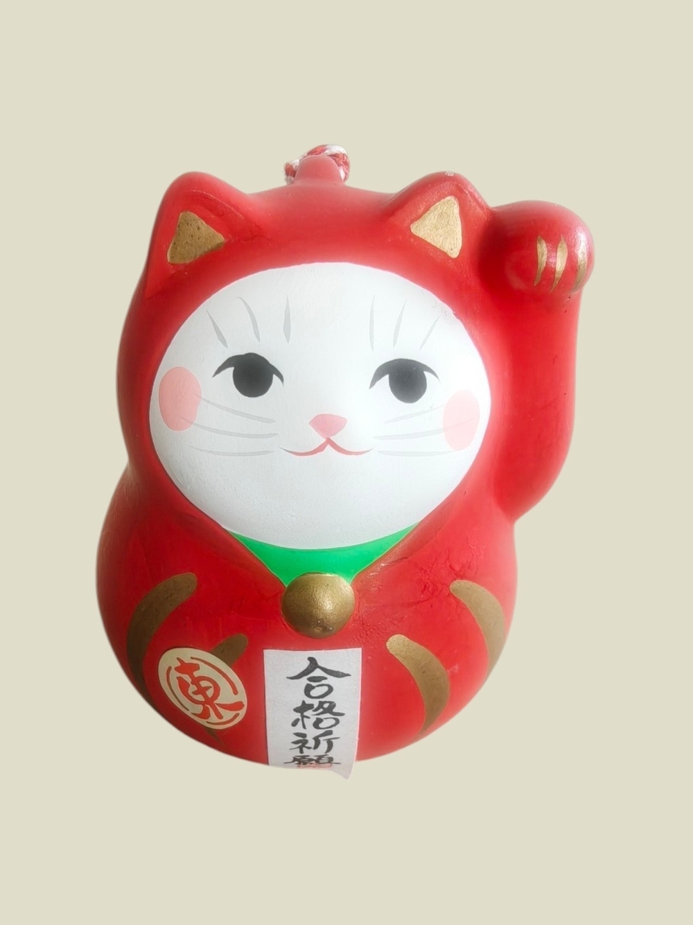 Authentic Japanese Earthenware Bell/ Good Luck Cat
